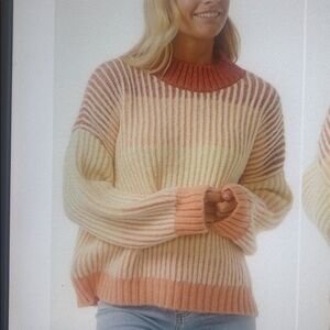 NWT Rip Curl Soleil Colorblock Rib Crewneck Sweater. Size Small.   oversized